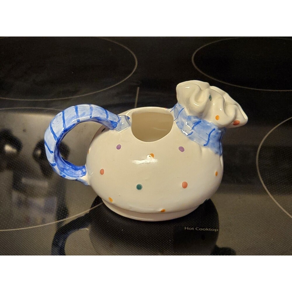Vintage Himark Blue & White Colored Polka Dot Creamer, Small Tea Pot
